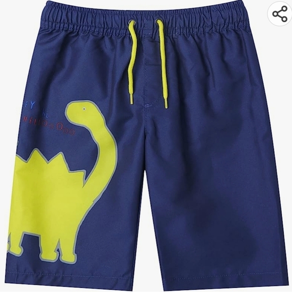 LIZENS Blue with a Yellow Dinosaur Swim Trunks UPF 50+ Quick Dry Size 1.5-2T - Picture 1 of 7